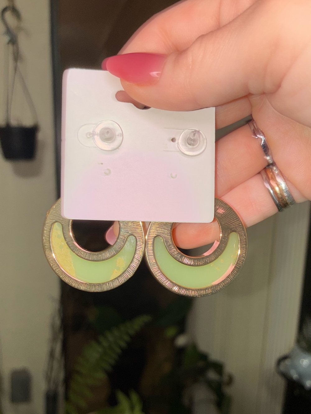 SUGARFIX by BaubleBar Mint Green Faux Druzy Hoop Drop Earrings - Picture 4 of 7